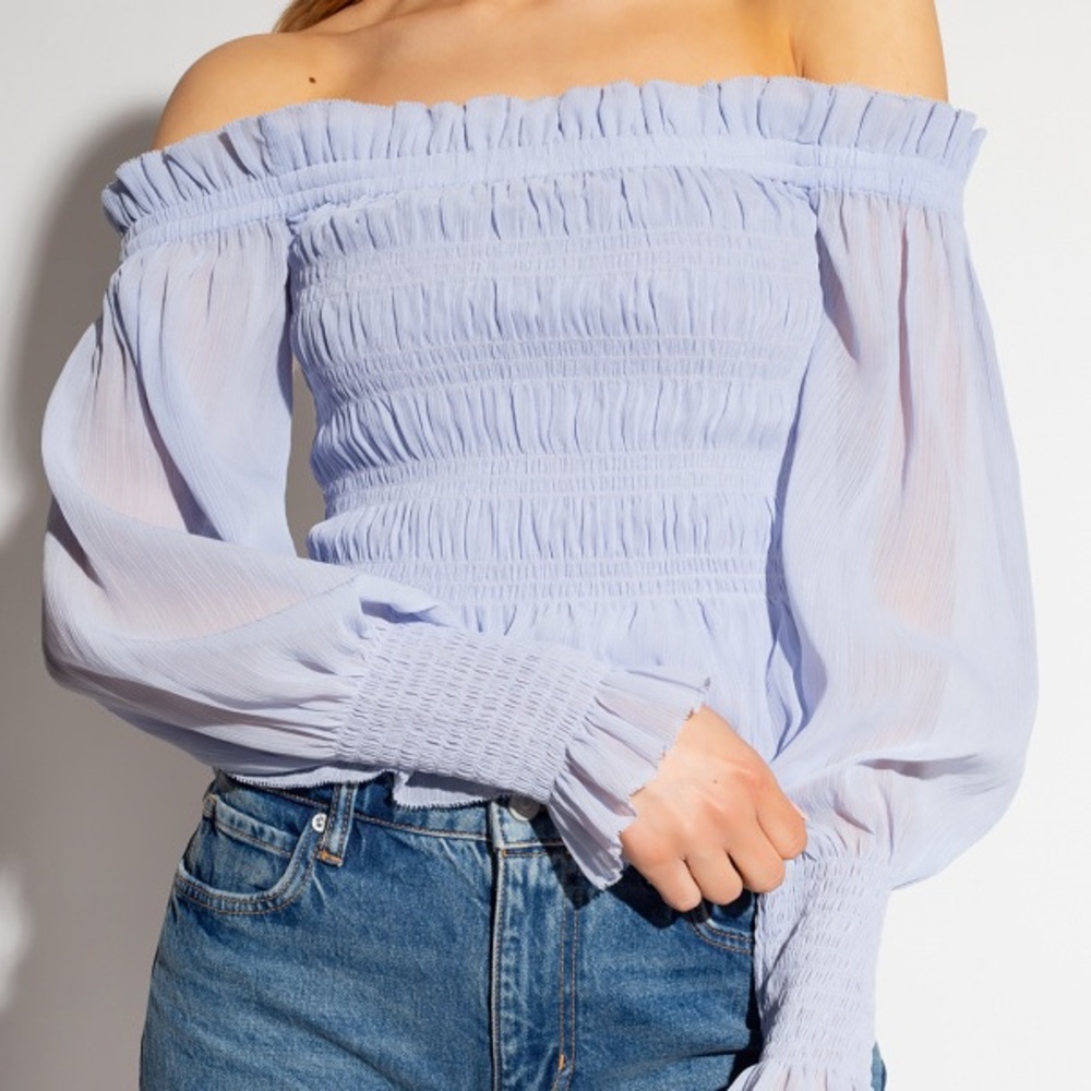 New ALLSAINTS  Lara Off-the-Shoulder Top in Gentile Lavender